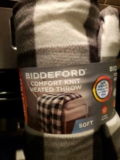 Biddeford Heated Microplush 50"x62" Throw Blanket GRAY & WHITE New!!!