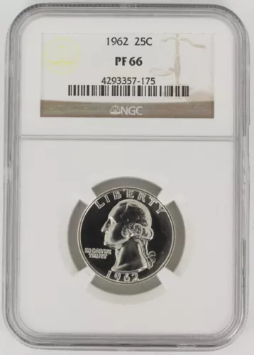 1962 Proof Washington Silver Quarter 25C NGC PF66