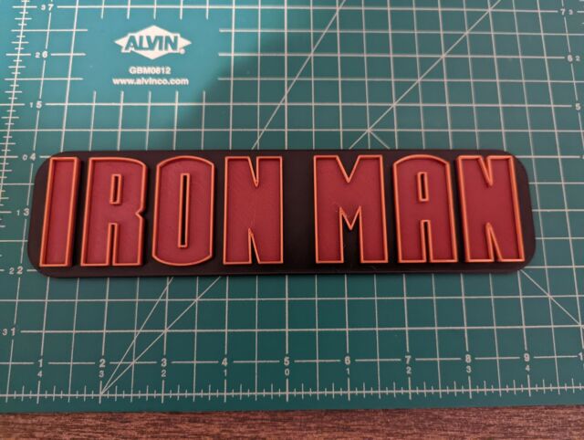 Iron Man modern movie 3D printed title logo color desk shelf wall Marvel