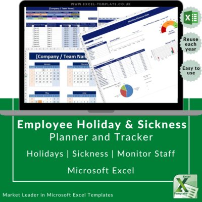 Excel Spreadsheet Employee, Staff Holiday & Sickness Planner, Calendar  reusable | eBay