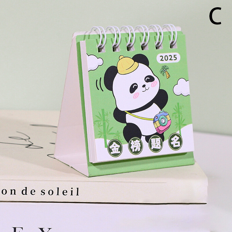 2025 Mini Cartoon Desk Calendar Cute Pandas Animals Portable Pocket ...