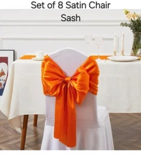 Orange Satin Chair Sash (8pcs)