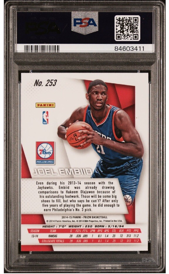 201415 Panini Prizm Joel Embiid Rookie Card RC 253 PSA 9 Mint eBay
