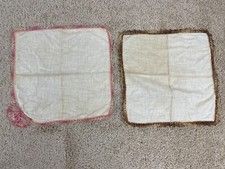 Lot of 2 Vintage Handkerchief 11"x11" Crochet Trim White