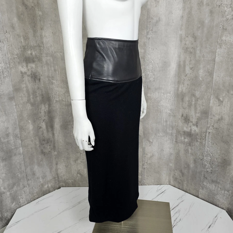 Falda envolvente vintage años 80 Liz Roberts Robert Elliot para mujer S de cuero negro y lana Foto 3 de 4
