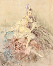 Louis Icart Dapres Fragonard   Wall  Art  Canvas Print