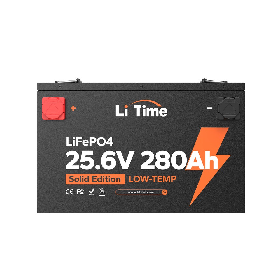LiTime 24V 280Ah Deep Cycle LiFePO4 Lithium Battery 7168Wh Off-grid ...