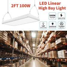 Led Linear High Bay Light, 100W 16000LM 5000K Daylight Warehouse Garage Lighting