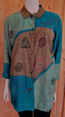 Vintage Coldwater Creek Patchwork embroidered/Sequin Deta Jacket Size S~Amazing 