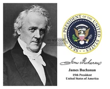 PRESIDENT JAMES BUCHANAN PRESIDENTIAL SEAL AUTOGRAPHED 8X10 PHOTOGRAPH