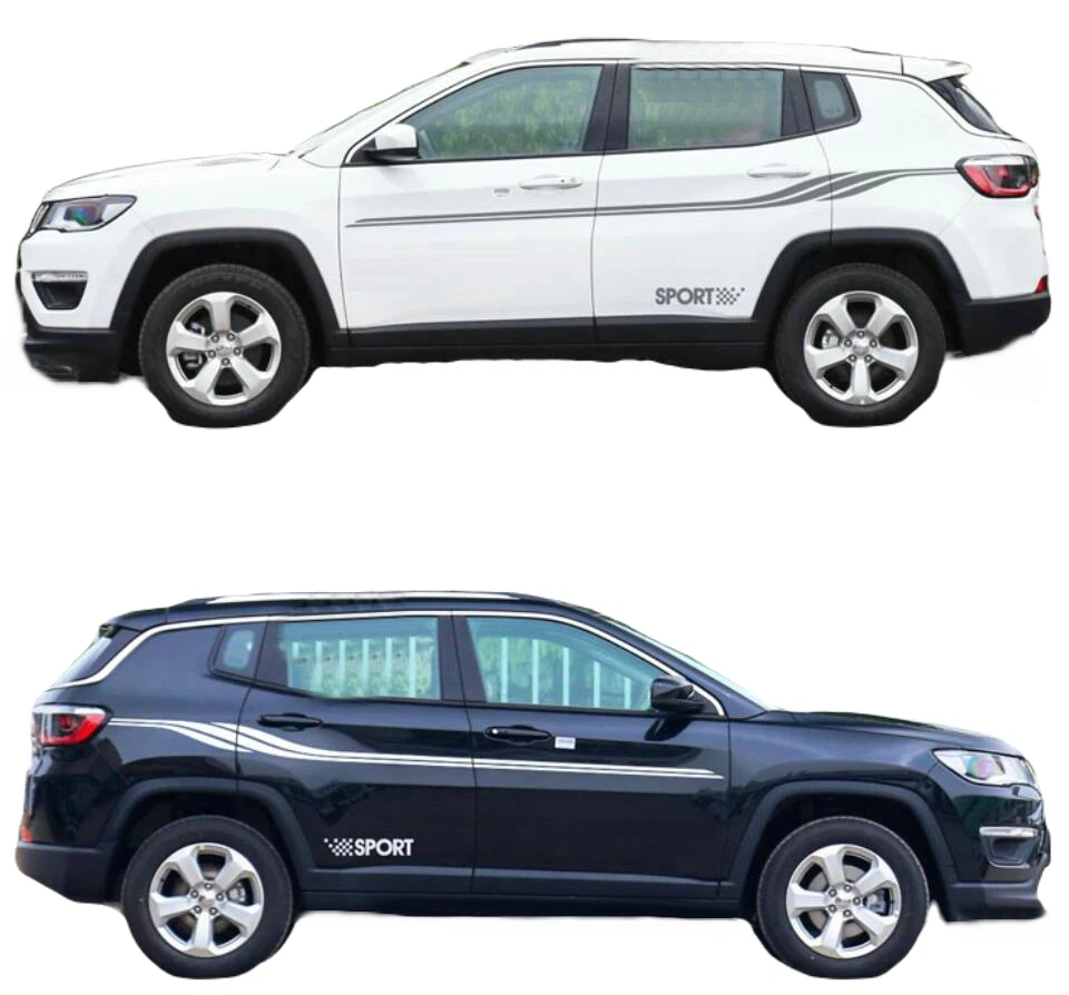 2 PIEZAS Calcomanía deportiva gráfica lateral para automóvil para brújula JEEP cintura línea rayas Foto 2 de 4