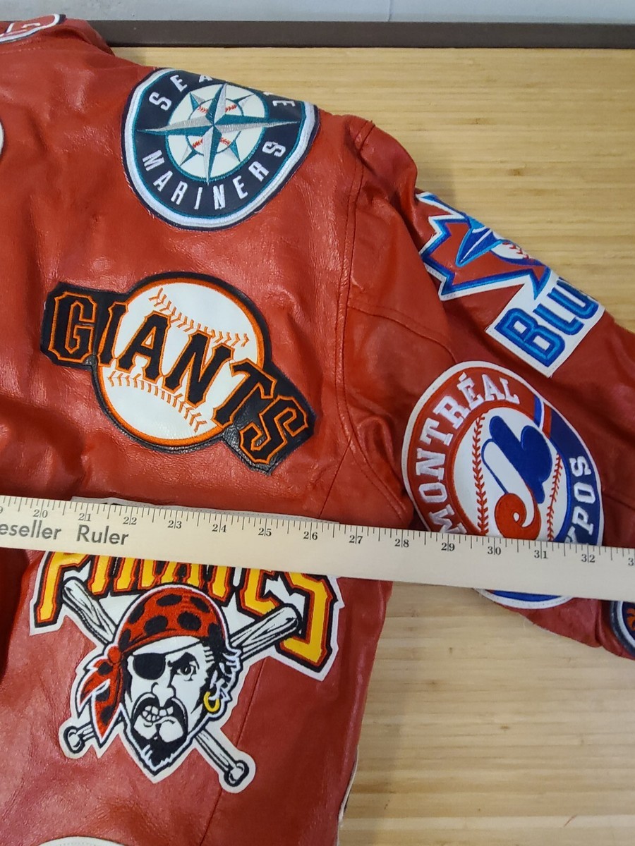 Jeff Hamilton MLB Logos Leather Jacket Vtg team JH Design Jeff Hamilton MLB Logos Leather Jacket Vtg team JH Design