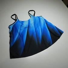 NEW Womens Swim Tankini Top Blue Black Gradient Soft Shaping Padding Size 2XL