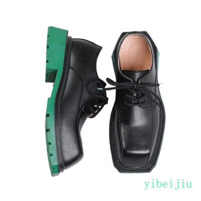 Men's Derby Shoes Square Toe Dress Formal Leather Wedding Evening Party Clubwear