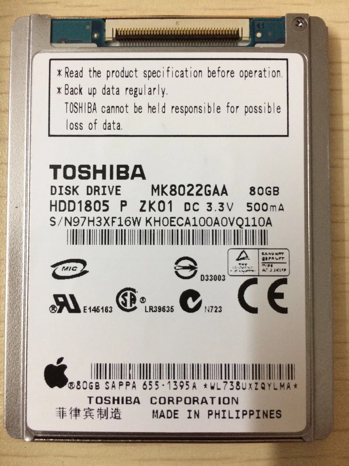 NEW1.8" MK8022GAA HDD1805 5MM ZIF Hard Disk Drive 80gb For iPod Classic 6TH gen - Image 3 of 4