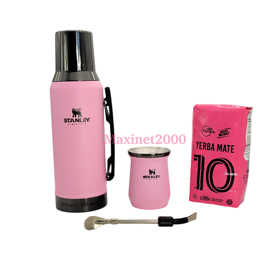 COMBO MESSI X Pink Termo 1.2L Mate System Bombilla Classic Stanley
