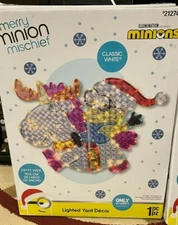 GEMMY 3x2 FT 144 ct LED Lighted Christmas Yard Decor Minions Bob Riding Unicorn