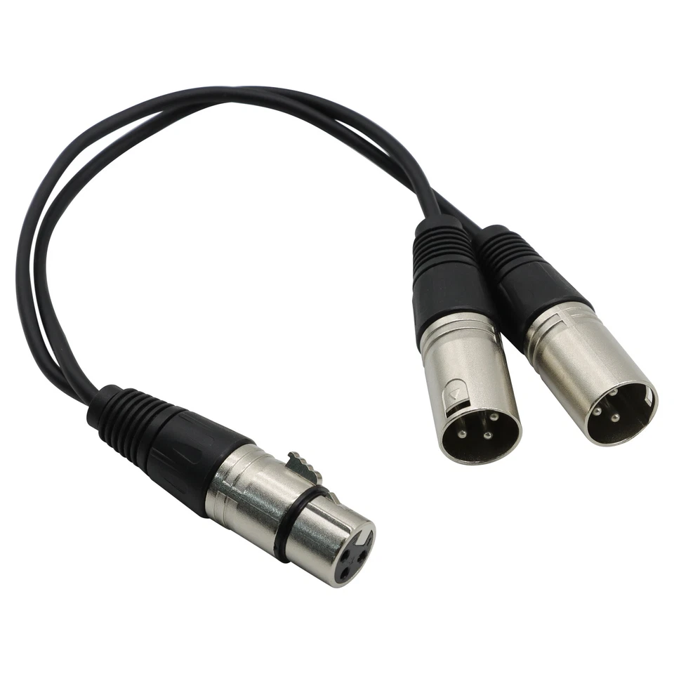 4x 3Pin XLR Female Jack To Dual 2 Male Plug Y Splitter Cable Adapter Microphone - Image 2 of 4
