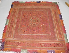 Vintg Suzani Uzbek Silk Wall Hanging Tablecloth Embroidery Tapestry 25"x25" plus