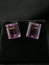 Unique 14k Yellow Gold Amethyst Large Stud Earring Set. Make Offer  1315