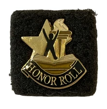 Honor Roll Pin Lapel Star Torch Book Gold Tone Award Recognition School
