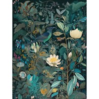 VöGel Im Audubon-Stil In BlüHendem Wildblumenfeld GroßEr Druck 46X61 Cm