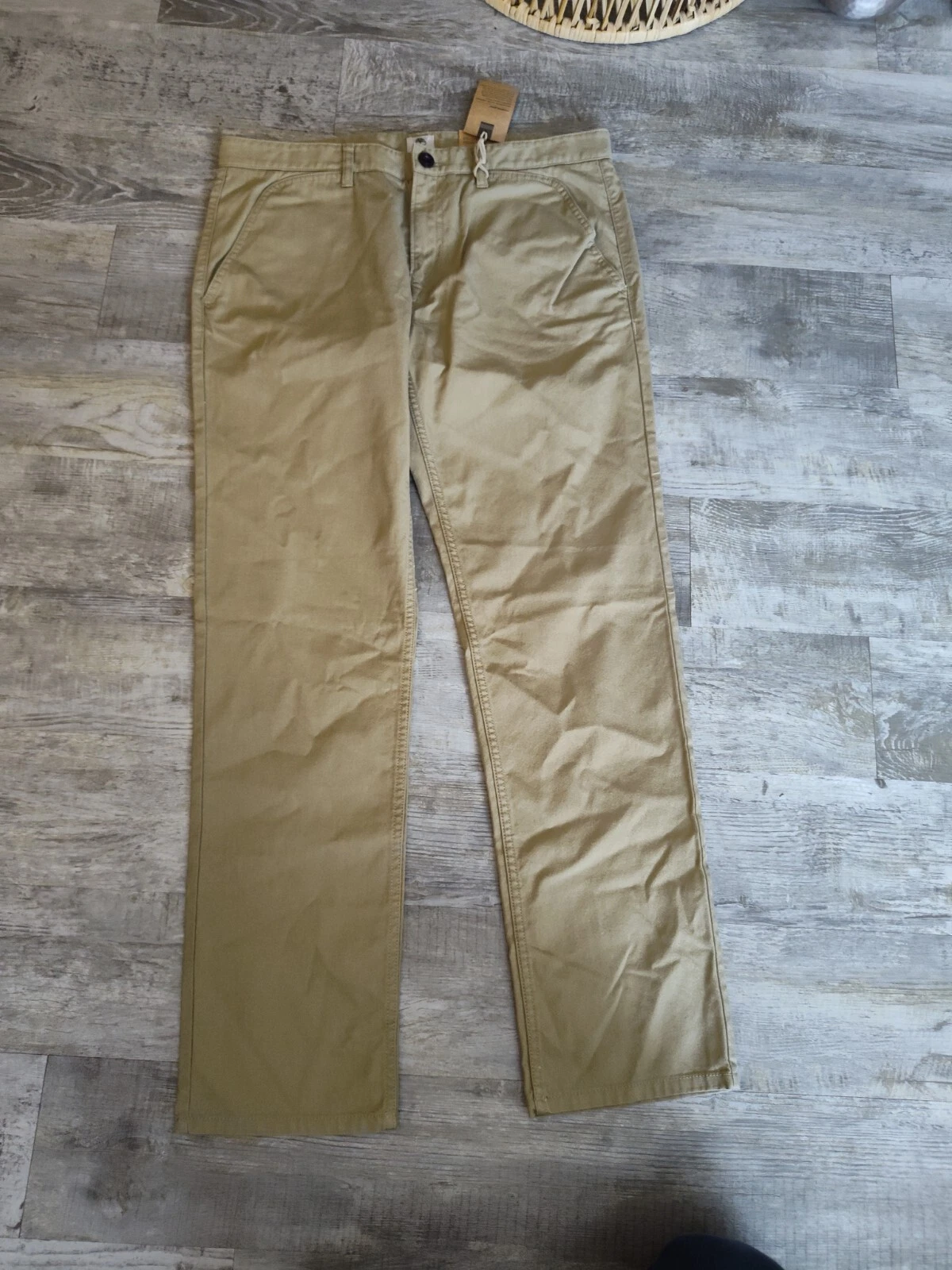 PANTALONI DRITTI NUOVI CON ETICHETTE TIMBERLAND TAN CORDURA TESSUTO KAKI TAGLIA 36 X 32 NUOVI PREZZO AL PUBBLICO $98