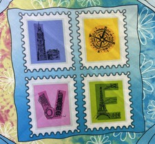 LOVE Bandana Little Brownie Bakers Girl Scout Blue Handkerchief Scarf Hanky