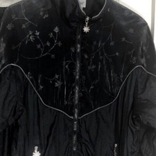 Womens Cabin Creek Black Shimmery windbreaker track suit jacket Sz M