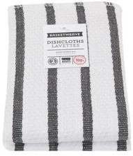 Now Designs Basketweave Dish Cloths - Black Stripe (Set of 2)