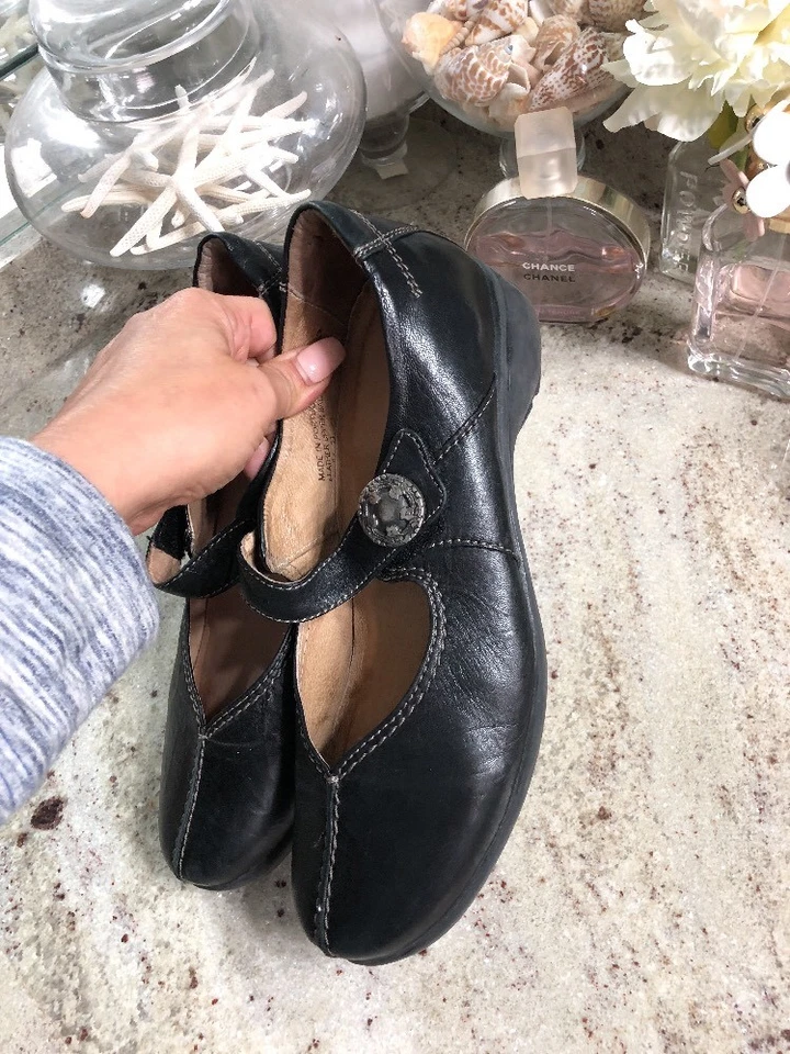 Женские черные кожаные мокасины Sanita VLCRO Mary Janes размер 40 сабо каблук туфли 9-9,5 - Изображение 2 из 4