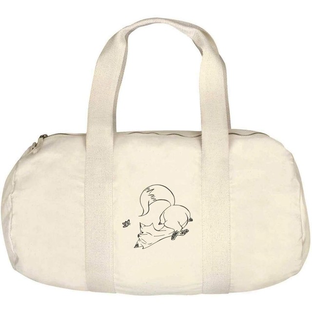'Curious Fox & Butterfly' Canvas Duffle / Gym Bag (DF00025420) 'Curious Fox & Butterfly' Canvas Duffle / Gym Bag (DF00025420)