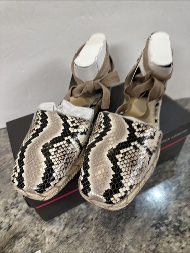 Vince Camuto Jeliany Ribbon Ankle Tie Espadrille Sandals Taupe Snaps Print 9M - Picture 4 of 15