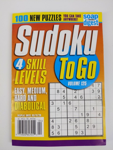 Sudoku To Go Volume 121 Soap Opera Digest 4 Skill Levels For Sale 