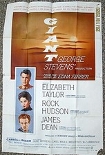 JAMES DEAN,ELIZABETH TAYLOR (GIANT) ORIGINAL VINTAGE 1956 1-SHEET MOVIE POSTER *