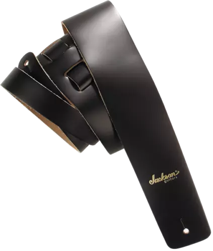 Jackson 2" Leather Logo Adjustable Guitar Strap Extra-Long Up to 63" - Black