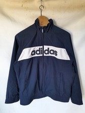 VINTAGE Adidas Track Jacket Boys Medium Navy White Full Zip Sportswear Y2K