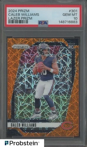 2024 Panini Orange Lazer Prizm #301 Caleb Williams Bears RC Rookie PSA 10