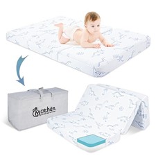 Trifold Pack and Play Mattress, 38"x26" Dual-Sided Memory Foam Pack n Play Ma...