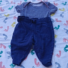 Carter's 2-Piece Geometric Knit Short Sleeve Bodysuit Pants Set 3M Blue