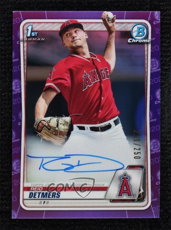 2020 Bowman Draft Chrome Picks Purple Refractor 211/250 Reid Detmers Auto 0yg6