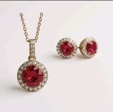 Zales Lab- Created Ruby and White Sapphire Pendant & Earring Set