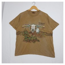Sansegal Sportswear Texas Western Souvenir Graphic T-Shirt Tan M Made in USA