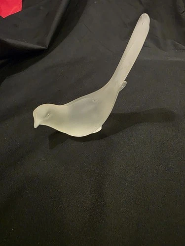 Vintage Fenton Peace Bird/Dove Figurine~ Frosted Glass Long Tail