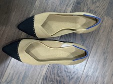 Rothy s The Point Women s 9 Tan Black Cap Toe...