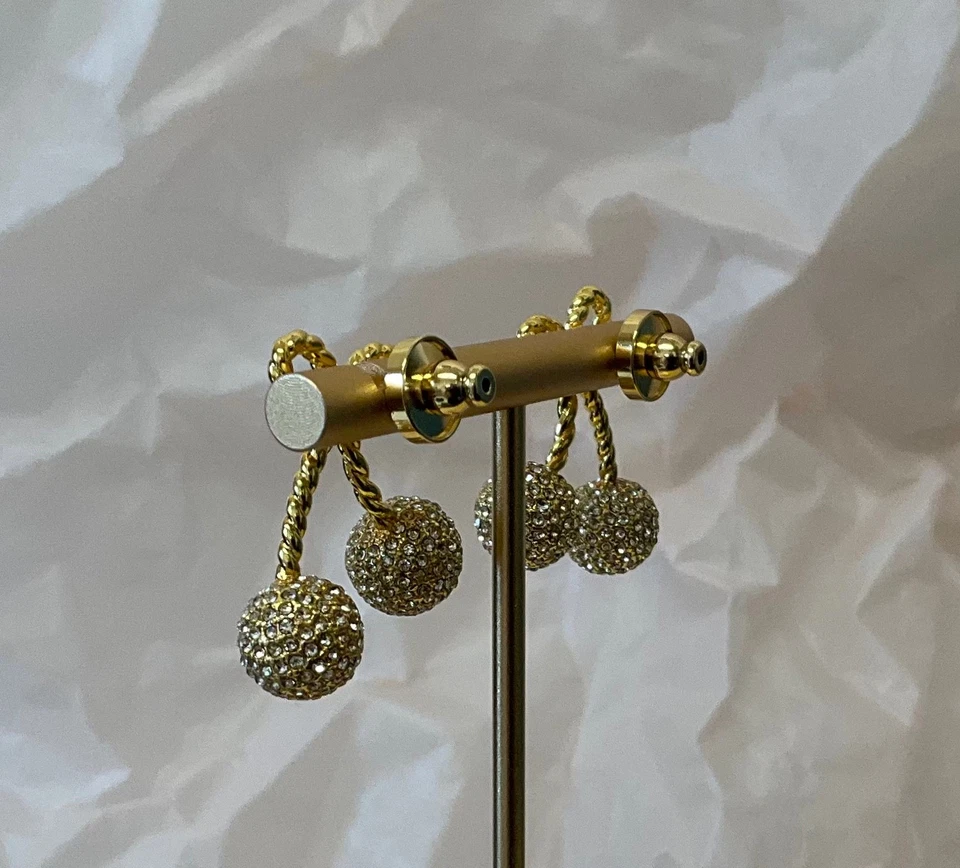 Valentino. Gold plated ‘ cherry ‘ earrings with crystals  # 351 - Image 4 of 4