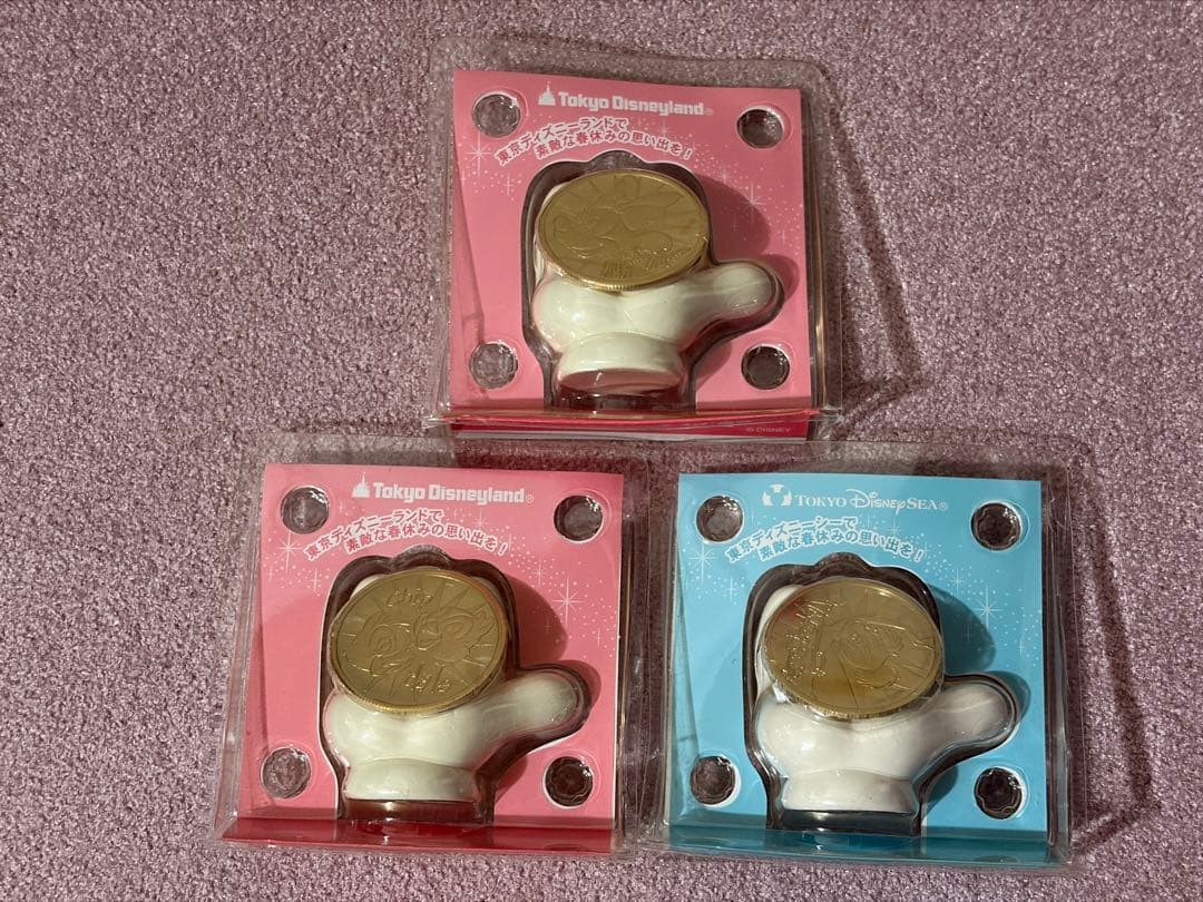 Tokyo Disneyland Disney Character Coin Set Mickey Minnie Ariel 3pcs Plastic Pink