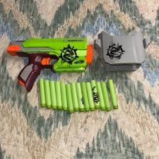 Nerf Zombie Strike Sidestrike Single-Shot Blaster with Holster 14 Darts Working