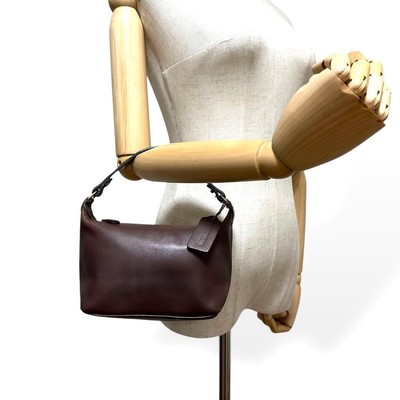 OLD COACH Handbag Vanity Bag Vintage Brown Leather Y2K Gold