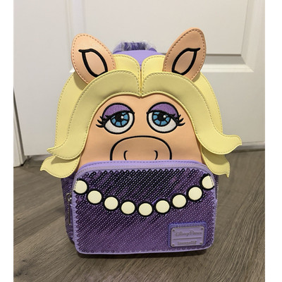 Loungefly MINT Disney Miss Piggy Muppets Purple Yellow Mini Backpack